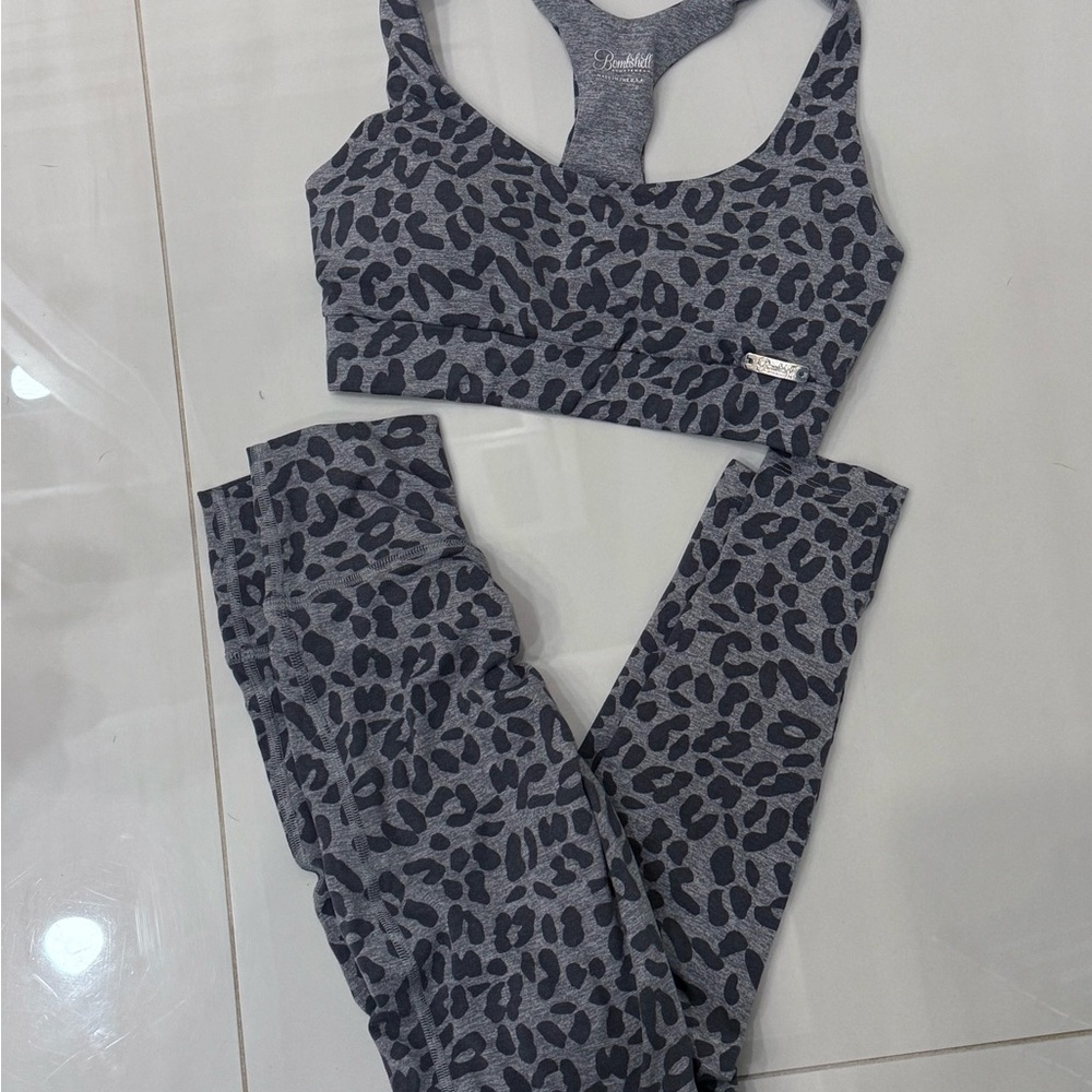 Bombshell Sportswear Gray Leopard Leggings